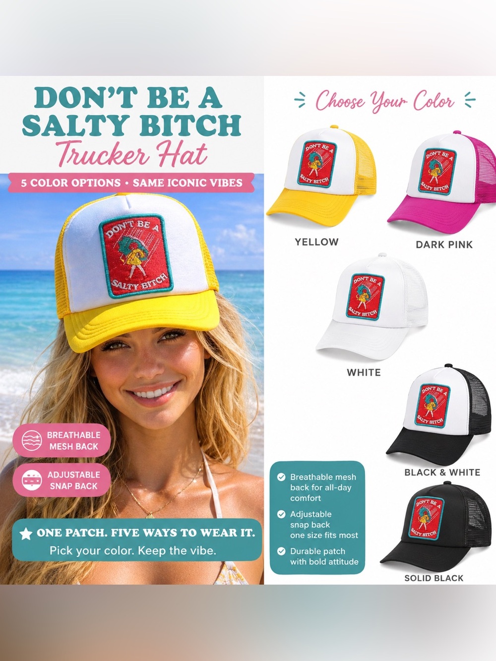 “Don’t be a Salty B” Trucker / SnapBack hat